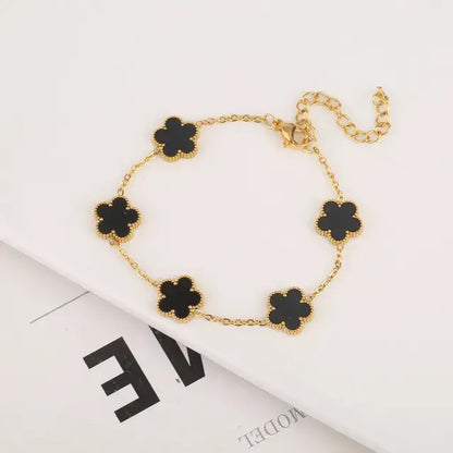 Adjustable Gold Plated Stainless Steel Flower Bracelet