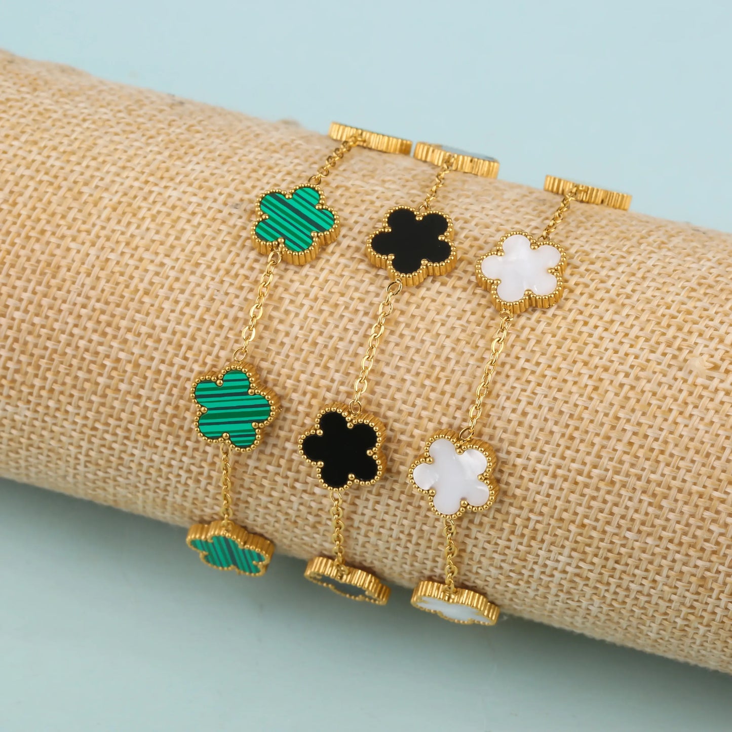 Adjustable Gold Plated Stainless Steel Flower Bracelet