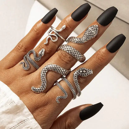 Texture Snake Ring Set