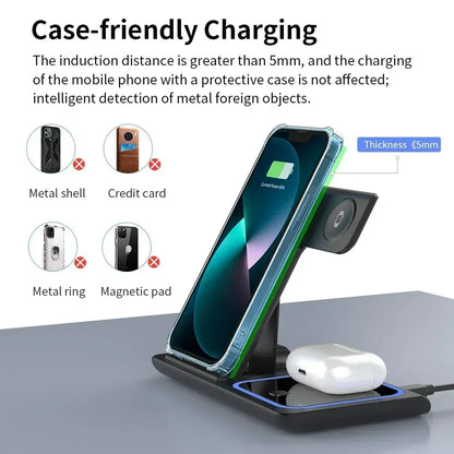 3 In 1 Wireless Charger Phone Stand