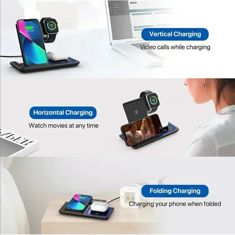 3 In 1 Wireless Charger Phone Stand