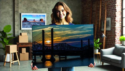 Louisville Sunset | Abraham Lincoln Bridge Photography | Scenic Urban Landscape, scenic wall art, evening sky, bridge silhouette