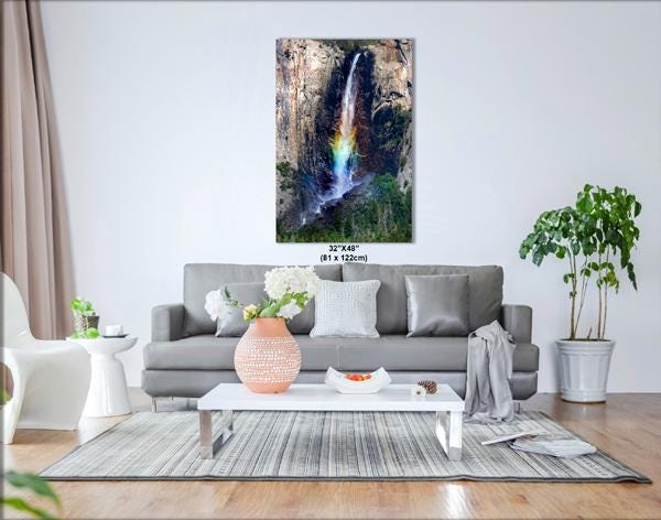 Bridalveil Falls Rainbow | Yosemite National Park Photography | Scenic Waterfall Art, fine art print, national park art, rainbow waterfall