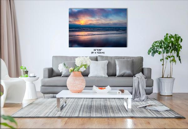 Vibrant Sunset Over Seaside Beach |Oregon Coast Photography | Scenic Ocean Art, scenic wall art, beach sunset, fine art print, Oregon sunset