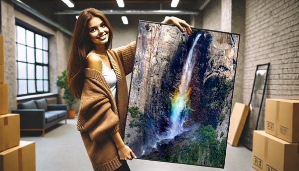 Bridalveil Falls Rainbow | Yosemite National Park Photography | Scenic Waterfall Art, fine art print, national park art, rainbow waterfall