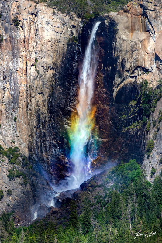 Bridalveil Falls Rainbow | Yosemite National Park Photography | Scenic Waterfall Art, fine art print, national park art, rainbow waterfall