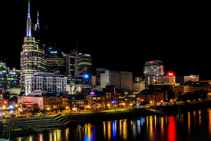 Sparkling Nashville Skyline at Night | Music City Photography | Scenic Cityscape Art, urban photography, city lights, scenic wall art