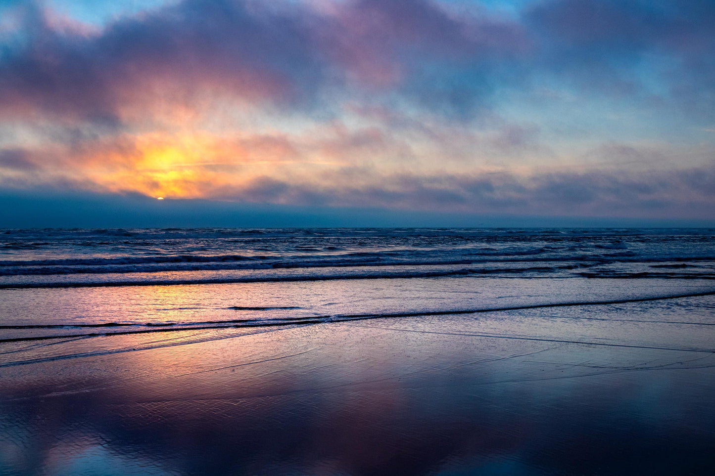 Vibrant Sunset Over Seaside Beach |Oregon Coast Photography | Scenic Ocean Art, scenic wall art, beach sunset, fine art print, Oregon sunset