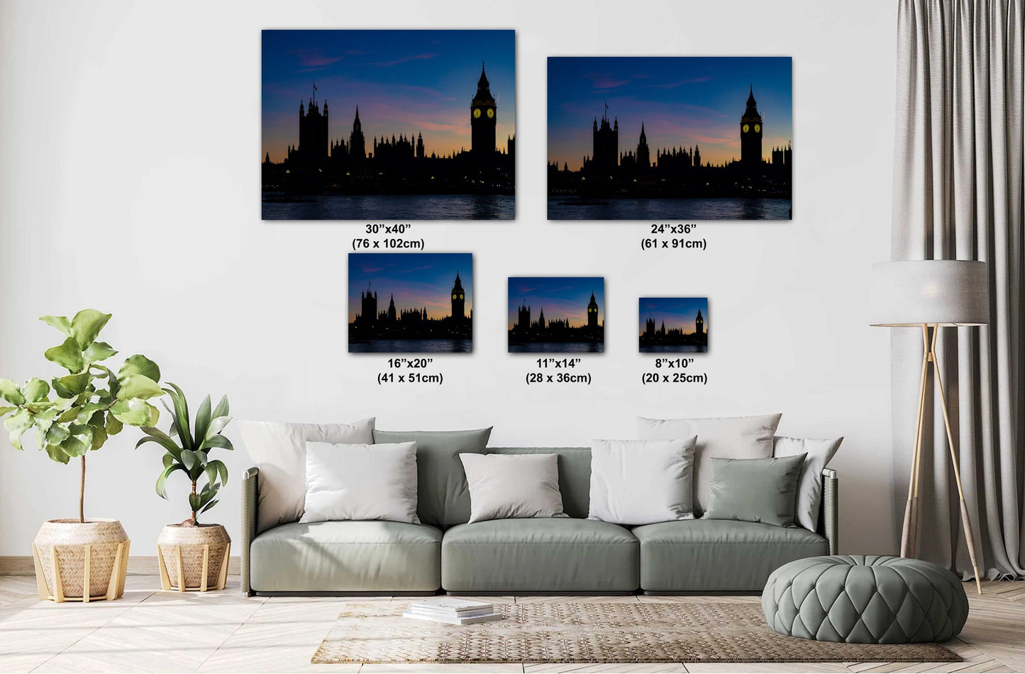 London Skyline Sunset, Queen Elizabeth Tower, Big Ben, Iconic London, Parliament Silhouette, Sunset, Twilight, Architectural Silhouette