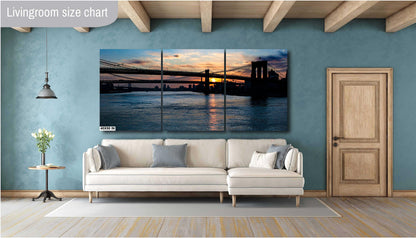 NYC Sunrise, Brooklyn Bridge, Manhattan Bridge, East River, Urban Sunrise, NYC Wall Art, Cityscape, New York Photography, River Sunrise