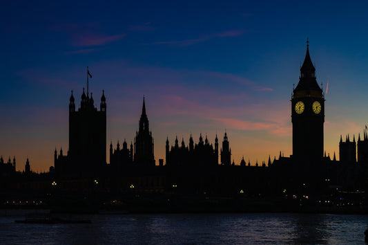 London Skyline Sunset, Queen Elizabeth Tower, Big Ben, Iconic London, Parliament Silhouette, Sunset, Twilight, Architectural Silhouette