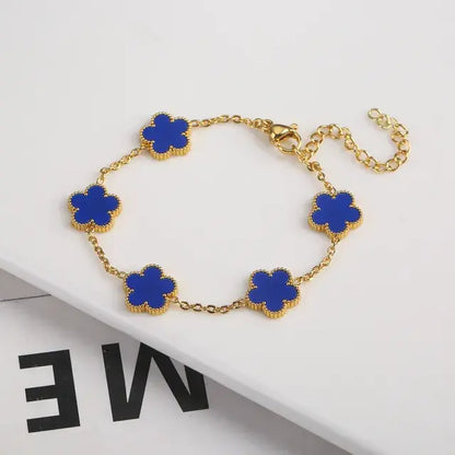 Adjustable Gold Plated Stainless Steel Flower Bracelet